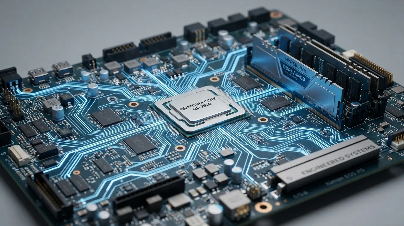Macro close-up of a printed circuit board with blue copper traces and soldered components.
