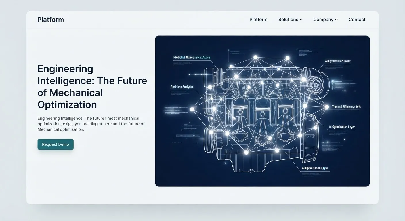 Digital illustration of a neural network overlaying an industrial blueprint in navy and white.